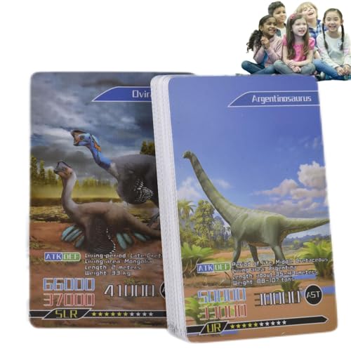 Geteawily Dinosaurier-Sammlerkarten - Dinosaurier Spielzeug Lernkarten für Kleinkinder 2-4 Jahre | 55 Stück Dinosaurier-Bildkarten, Dinosaurier-Fan-Sammelkarten, Flash-Karte von Geteawily