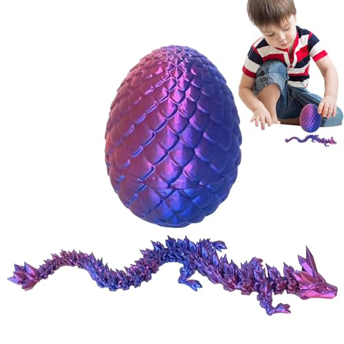 Geteawily Drachenei Mit Drache | 3D Gedruckter Drache Im Ei | Dragon Egg | Drache Spielzeug | Artikulierte Figurendekoration Mit Ei, Drachenornament Mit Beweglichen Gelenken Für Kinder von Geteawily