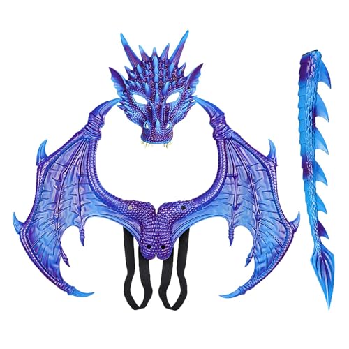 Geteawily Drachenflügel-Kostüm-Set, Drachen-Cosplay-Zubehör, komplettes Cosplay-Set | Schulspiel-Kostüm-Zubehör für , Weihnachten von Geteawily