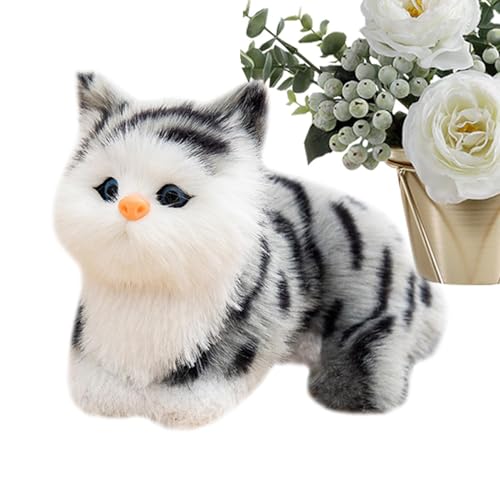 Geteawily Gefüllte Katze Plüsch | 18 cm Miniatur-Katzenfiguren – Niedliche Katzenpuppe Spielzeug mit Miaugeräuschen Foto Requisiten Zuhause Auto Dekorative Figur für Tischplatte von Geteawily