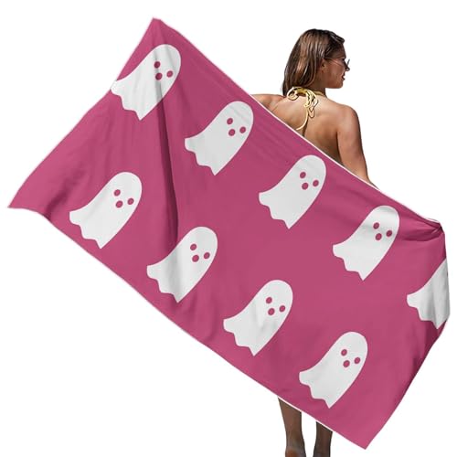 Geteawily Halloween-Geist-Badehandtücher | 59x29 Zoll Doppelnaht-Halloween-Handtücher | Super saugfähige Halloween-Badehandtücher, süßes Strandtuch, dekorative rosa Handtücher für das Badezimmer, von Geteawily