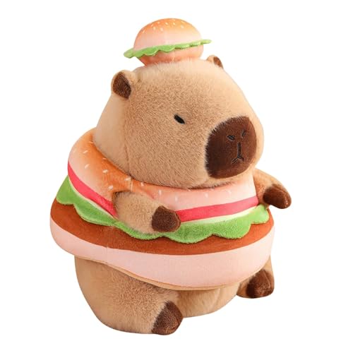 Geteawily Hamburger Capybara Stofftier, Hamburger Capybara - Capybara Plüschtier | Weiches Capybara-Spielzeug, Capybara-Puppe, Capybara-Stofftier für die Heimdekoration von Geteawily