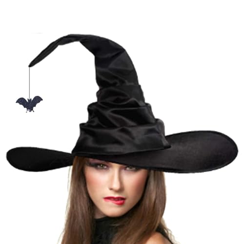 Geteawily Hexenhüte für Damen, geheimnisvoller gerüschter Hut für Halloween, Hexen-Cosplay, Rollenspiele, Halloween- , Kostümparty, Parade, Themenparty von Geteawily