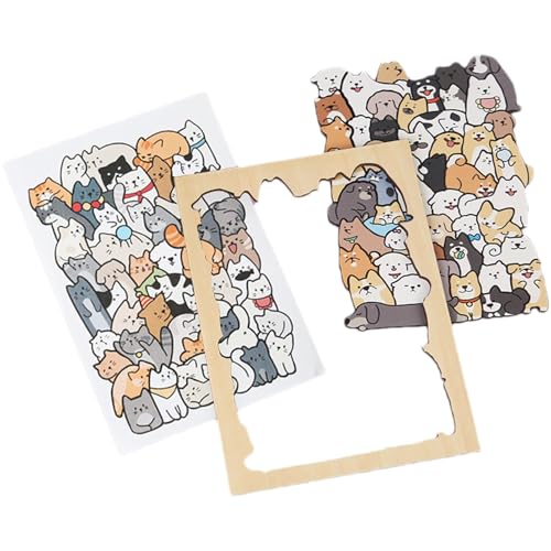 Geteawily Katzenförmiges Puzzlespielzeug, Tierpuzzles,50 Stück Cartoon-Holzkatzen-Tierpuzzles - Frühe Lernaktivitäten, pädagogische, multifunktionale Puzzles zur Kompetenzentwicklung von Geteawily