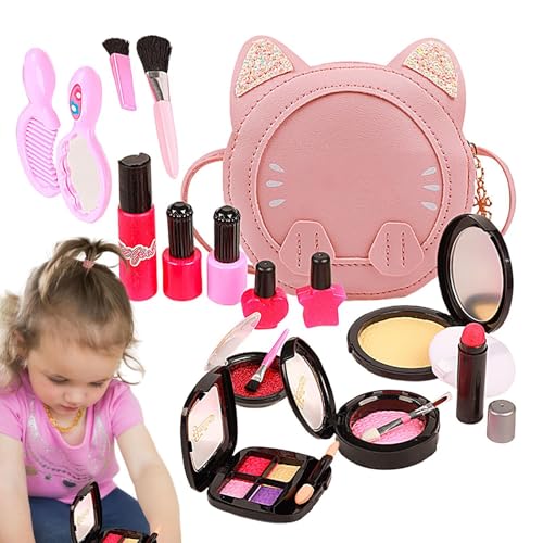 Geteawily Kinder-Make-up-Set für Mädchen, Make-up-Spielzeug-Set - Prinzessin Make-up-Spielzeug - Make-up-Set für Mädchen mit Lidschatten, Lippenstift, Nagellack, Kinder-Rollenspielspielzeug für von Geteawily