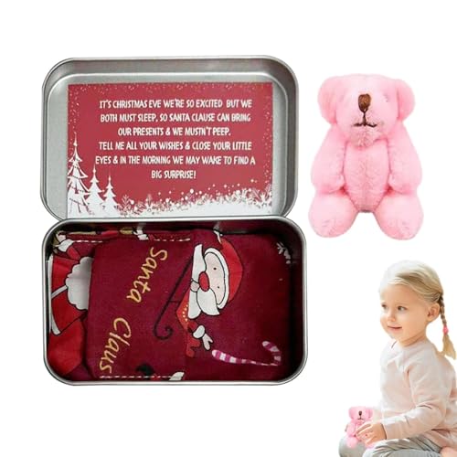 Geteawily Kleine Taschenbär-Dose | Tiny Bear Plüschtier mit Karten und Quilts | Winziger Bär in Box Weihnachten, Stoffbär, Taschenbär-Spielzeug mit Karten und Steppdecken für Babyparty-Geburtstag von Geteawily