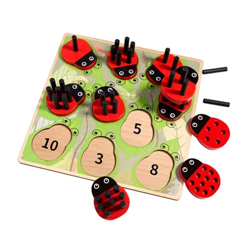 Geteawily Lern-Matching-Spiel aus Holz, Lernspielzeug für Kinder - Holz-Marienkäfer-Sortierspiel,Frühpädagogisches Brettspielset für Kinder, Mädchen, Kleinkinder von Geteawily