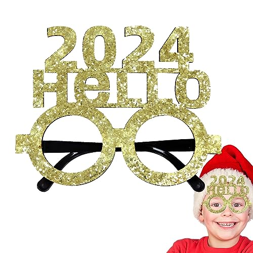 Geteawily Silvester-Party-Brille – Party-Brille, Foto-Requisite, niedlich, lustig, Neujahrsbrille, Brillenrahmen, einzigartige Neujahrs-Requisiten 2024, für Versammlungen, Erwachsene, Teenager, Partys von Geteawily