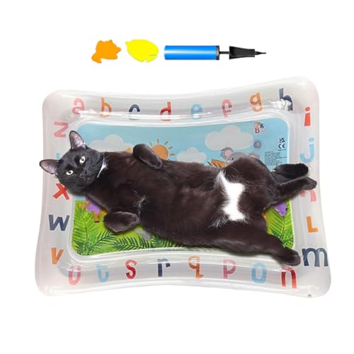 Geteawily Wasser-Sensormatte für Katzen, Wasserspielmatte für Katzen - Cool Comfort Water Sensory Pad | Aufblasbares interaktives Spielzeug, Kühlmatte für Haustiere, Katzenbettmatten für gelangweilte von Geteawily