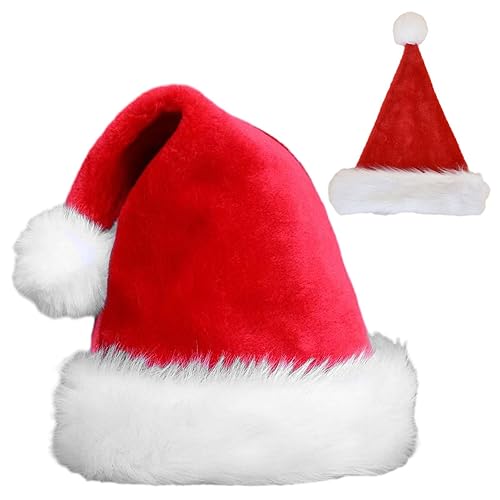 Geteawily Weihnachtsmütze für Kinder, flauschige Weihnachtsmütze, Plüschkrempe, verdickte, bequeme Weihnachtsmütze für Neujahr, Weihnachten von Geteawily