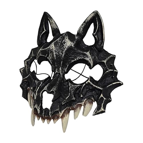 Geteawily Wolfsschädel-Maske, Tierknochen-Maske - Gruselige Wolfsskelettmaske Kopfbedeckung,Dekorations-Requisiten in Tierschädelform für Cosplay, Festivals, Spukhäuser und Aufführungen von Geteawily