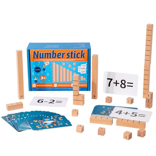 Geteawily Würfel zählen, Blöcke zählen für Mathematik,STEM-Lernspielzeug zur Zahlenerkennung mit Aktivitätskarten - Hölzernes STEM-Zählpuzzlespielzeug für Lernaktivitäten im Kindergarten von Geteawily