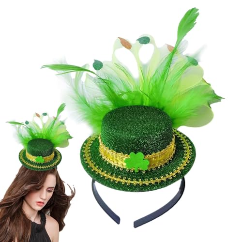 Haarband für den St. Patrick's Day, Haare, Feder, Haarband, Hut, hohe irische Form, bequem, einzigartig | elastisches Zubehör für Damen für Karneval von Geteawily