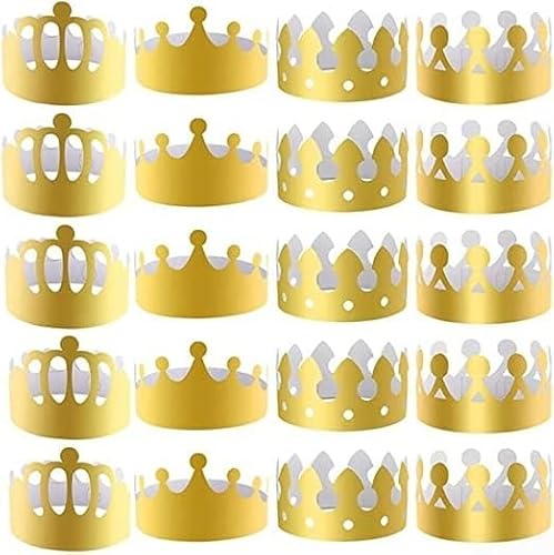 Gettimore King Crown Partyhüte, Set mit 20 wiederverwendbaren goldenen Papierkronen für unvergessliche Veranstaltungen und Feiern (20 Stück) von Gettimore