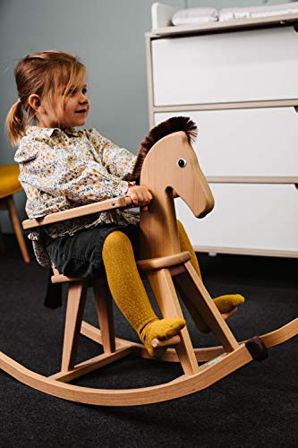 Geuther Schaukelpferd Halla Kinderwippe Indoor Holzpferd mit Haltegriffen mit Schutzring & Fußstützen Holzspielzeug in versch. Farben erhältlich Schaukelpferd ab 1 Jahr Natur von Geuther