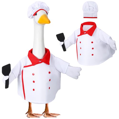 Geyoga Chef Goose Outfit Rasen Veranda Gans Kleidung Rasen Gans Kostüm für 58,4 cm Gans Outdoor Hof Terrasse Kunst Dekoration von Geyoga