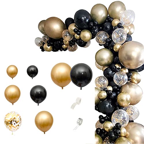 Ggnaxivs 121 StüCke Gold Schwarz Ballons Bogen Girlande Satz Gold Pailletten Ballons für Hochzeit Graduierung Geburtstag Weihnachts Feier Dekoration von Ggnaxivs