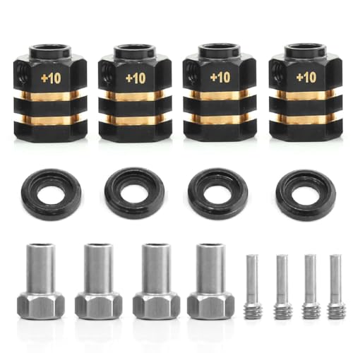 Ggnaxivs RC-Messing-Distanzstücke Rad-Sechskant-Nabenverlängerungen für TRX4 TRX6- Verlängerungs-Sechskantantriebsadapter (+10 mm Dicke) von Ggnaxivs