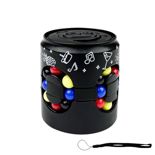 Ghazpmuk Magic Bean Rotating Cube, Rotierender Fingerwürfel, Magic Beans Spielzeug, Magic Bean Cube Rotierendes Spielzeug, Dekompression Bean Zauberwürfel Spielzeuge für Kinder Erwachsene (SCHWARZ) von Ghazpmuk