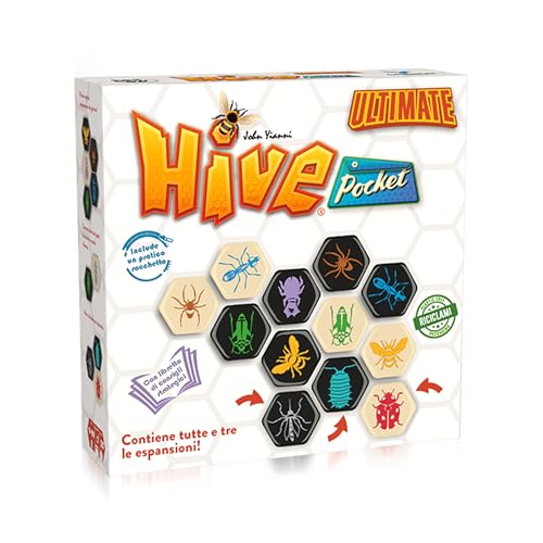 Hive Pocket Ultimate – Strategiespiel für 2 Spieler – beinhaltet Erweiterungen Marienkäfer, Mücken und Onisco – 2 Spieler – 9+ Jahre – 20 Minuten – italienische Ausgabe Hive Pocket Ultimate – Strategiespiel für 2 Spieler – beinhaltet Erweiterungen Marienkäfer, Mücken und Onisco – 2 Spieler – 9+ Jahre – 20 Minuten – italienische Ausgabe von Ghenos Games