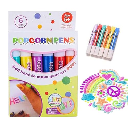 3D-Tinten-Blasenstifte, 6 Stück, magische 3D-Tinten-Blasenstifte für Kinder, magische Stifte für Kinder, kreative Marker für Sammelalben, Blasenkunst, sicher für Begrüßung, Geburtstag, Dekorieren von von Ghjkldha