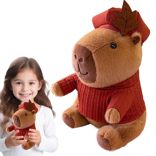 Capybara Plush, Stuffed Capybara, Hugging Throw Pillow, Soft Capybara Plush Doll with Clothes, Cute Capybara Stuffed Toys for Girls, Kids, and Adults, Perfect for Birthdays and Valentines, 9.8 Inch von Ghjkldha