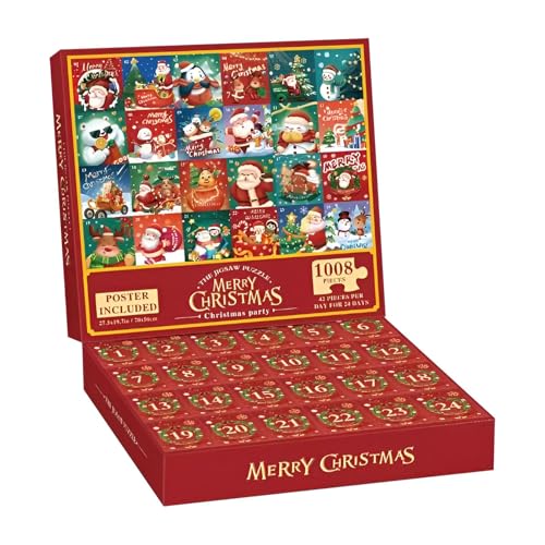 Christmas Advent Calendar 2024 Jigsaw, 1008 Pieces Advent Countdown Toy, Parent Child Interactive Family Jigsaw Game Night, Bedroom, and Classroom Christmas Decorations,Interactive Family Game von Ghjkldha