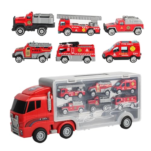 Creative Fire Truck Carrier Model, Fire Car Carrier Truck Toy, Kids' Play Trucks Toy, Birthday Fire Truck Toy, Christmas Fire Truck Toy Set, Kids Fire Truck Play Set, Fire Truck Toy for Children von Ghjkldha