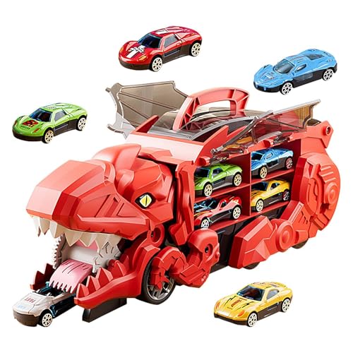 Dinosaur Transport Truck, Car Carrier Toy with 12 Pull Back, Track Transport Truck for Boys, Folding Race Track Toy for Kids Ages 3 8, Fun Dinosaur-Themed Vehicle Play Set von Ghjkldha