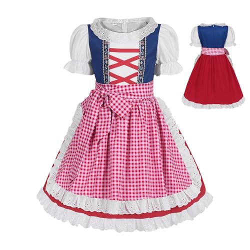 Ghjkldha Beer Festival-Kostüm für Mädchen | Deutsches Dirndlkleid | Weiches Mädchenkostüm | Traditionelle deutsche Trachten- und Kinder-Dirndl-Kostüme, perfekt für Kinder-Mädchen-Kostümdesigns von Ghjkldha