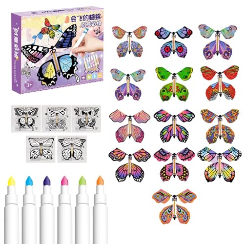 Ghjkldha Butterfly Magic Flying Cards, Colorful Butterfly Bookmark, Flying Butterfly Greeting Card, Wind-Up Butterfly Toy, Butterfly Wind-Up Magic Toy, Flying Butterfly Toy for Kids von Ghjkldha