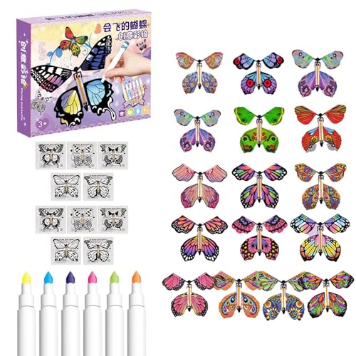 Ghjkldha Butterfly Magic Flying Cards, Colorful Butterfly Bookmark, Flying Butterfly Greeting Card, Wind-Up Butterfly Toy, Butterfly Wind-Up Magic Toy, Flying Butterfly Toy for Kids von Ghjkldha