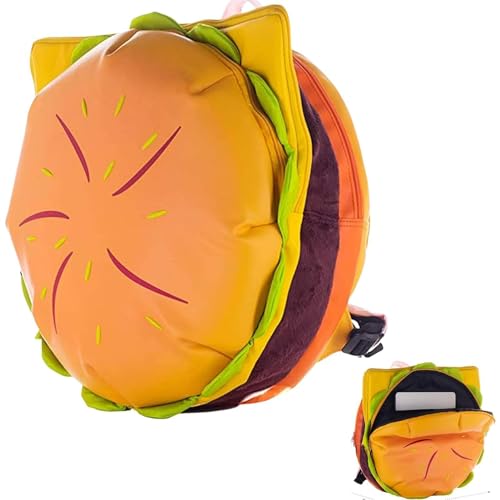 Ghjkldha Cartoon Hamburger Backpack, Cheeseburger Bag, Funny Hamburger Backpack, Stuffed Cheeseburger Bag, Large Capacity Fast Food-Themed Backpack for Kids and Teens von Ghjkldha