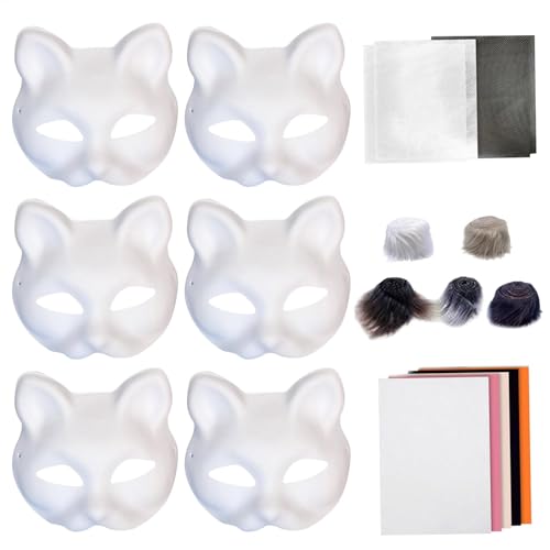 Ghjkldha Cat Masque Making Kit, Pelztier Masque Kit - 18x/Set Arts Crafts Creative Funny,Tierkostümzubehör, Cosplay -Party -Requisiten für das Handwerk von Halloween, Maskerade -Events von Ghjkldha