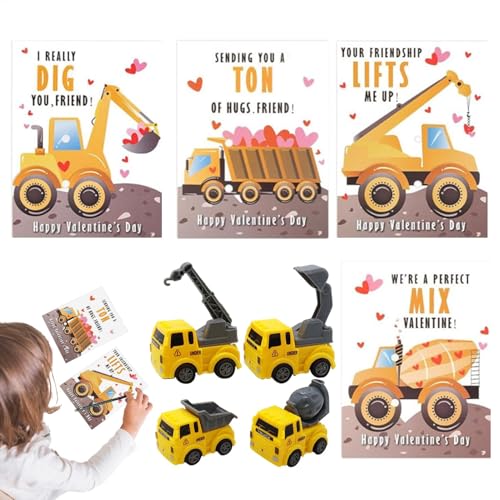 Ghjkldha Construction Vehicles Toys Card Bulk, 4 Pieces Vehicles Toys, Cute Preschool Vehicles Toys Card Bulk for Classroom Prizes and Learning Activities,Construction Vehicles Toys von Ghjkldha