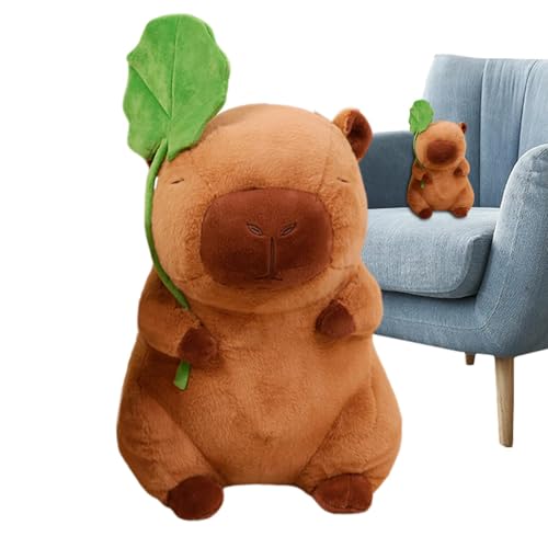 Ghjkldha Cute Capybara Plush Toy | Plush Capybara Doll with Leaves | 28cm/11inch Soft and Cuddly Stuffed Animal | Funny Capybara Plushie for Sofa, Bedside, and Car | Great for Collectors and Giving von Ghjkldha