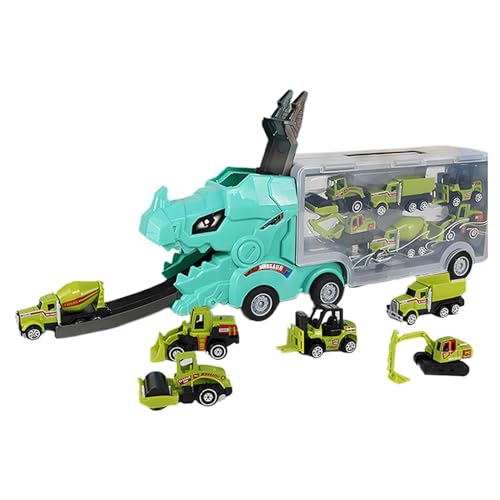 Ghjkldha Dinosaur Car Carrier Truck, 6 Car Transporter, Dinosaur Shape Toy Truck, Interactive Deform Catapulting Feature, Mega Hauler Playset Fun Vehicle Toy for Kids’ Playtime and Collecting von Ghjkldha