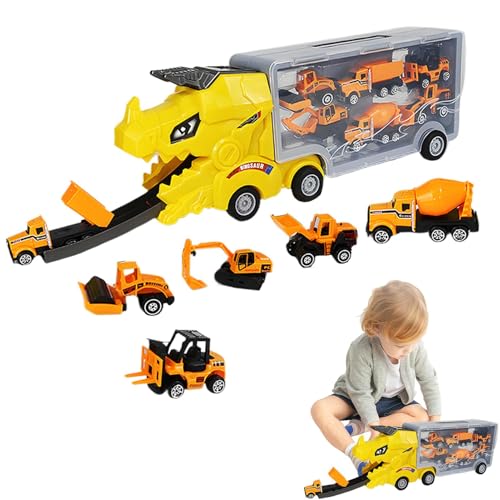 Ghjkldha Dinosaur Car Carrier Truck, 6-Car Transporter, Mega Hauler Toy, Interactive Deform Feature, Catapult Launch Function, Exciting Motor Vehicle Playset for Kids Play Time von Ghjkldha