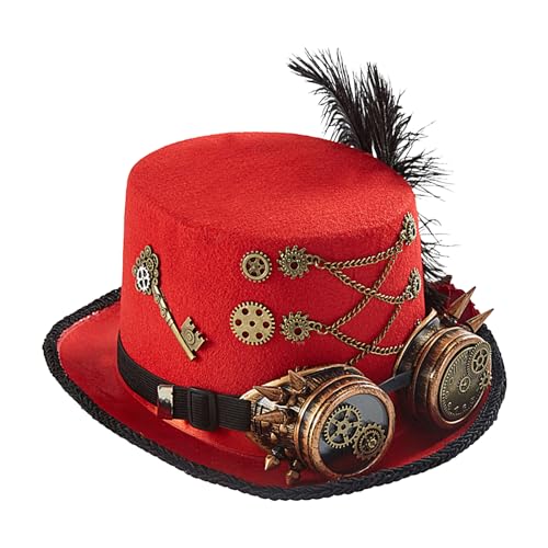 Faschingsparty-Hut, Unisex Steampunk Zubehör, Gothic Kostüm Karneval Hut, Vintage Stil Zylinder mit Brille für Faschingspartys Cosplay Partys Film Requisiten Verkleidungspartys von Ghjkldha