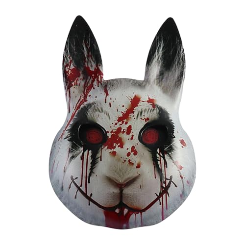 Ghjkldha Halloween Bunny Mask - 70g Full Face Costume Masque for Festival Dress Up, Party Cosplay with Comfortable Fit, Masquerade Mask for Holiday Celebration, Black White, Single Pack Ghjkldha Halloween Bunny Mask - 70g Full Face Costume Masque for Festival Dress Up, Party Cosplay with Comfortable Fit, Masquerade Mask for Holiday Celebration, Black White, Single Pack von Ghjkldha