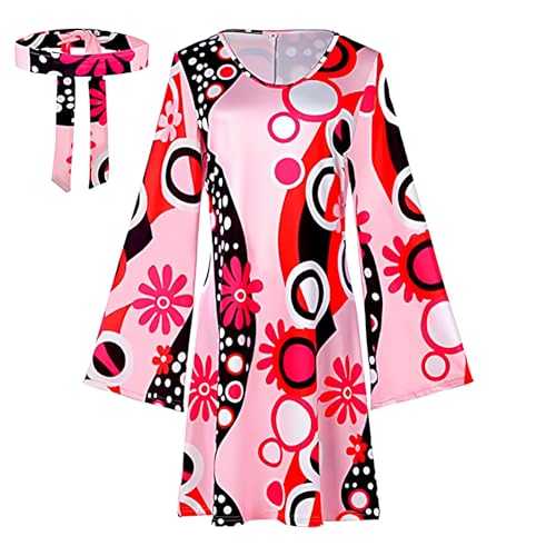 Ghjkldha Hippie-Kostüm für Damen, 60er-, 70er-Jahre-, Hippie-Outfit- für Damen, Kostüm-Set für Retro-Mottoparty, Halloween-Party Ghjkldha Hippie-Kostüm für Damen, 60er-, 70er-Jahre-, Hippie-Outfit- für Damen, Kostüm-Set für Retro-Mottoparty, Halloween-Party von Ghjkldha
