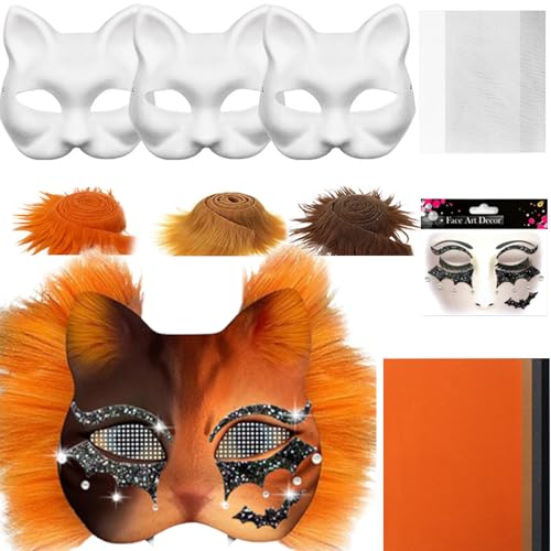 Ghjkldha Katzenmasken Basis | Einfarbige Tierkostüm-Masken - Bastelset Mit Mesh Und Filzstoff Kostüm Zubehör Für Party Cosplay Karneval Ghjkldha Katzenmasken Basis | Einfarbige Tierkostüm-Masken - Bastelset Mit Mesh Und Filzstoff Kostüm Zubehör Für Party Cosplay Karneval von Ghjkldha