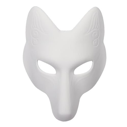 Leere Maskerade-Maske, weiße Tiergesichtsabdeckung, Bastelarbeiten, Fuchsmasken, Cosplay-Requisiten, Maskerade-Gesichtsbedeckungen, Partyzubehör für Cosplay, Abschlussball, Halloween von Ghjkldha