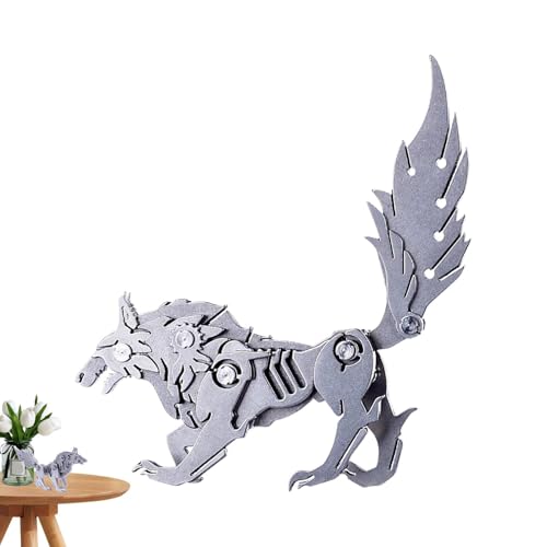 Ghjkldha Metal Wolf Model, Wild Wolf Model Kits, 3.82x2.36x0.63inch Size, Detachable Animal Ornaments, Sturdy Construction, Elaborate Craftmanship for Kids and Adults von Ghjkldha