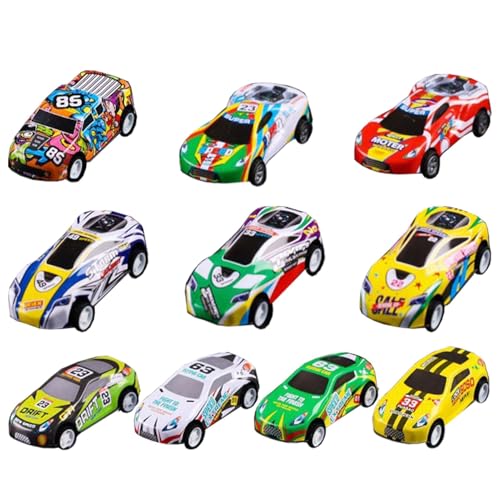 Ghjkldha Pull Back Toys Set of 10, Alloy Sliding Inertia Vehicles for Boys & Girls, Friction Powered Car Toys, Educational Play for Aged 3-5, Perfect for Goodie Bags & Party Favors von Ghjkldha