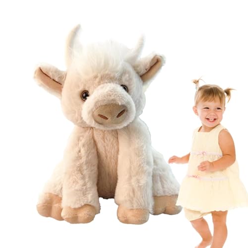 Ghjkldha Soft Highland Cow Stuffed Animal | Cute Scottish Plushie That Makes Sounds | 9.84 Inch Farm Cow with Moving Joints for Interactive Fun | Ideal Plush Decorative Pillow for Kids and Adults von Ghjkldha