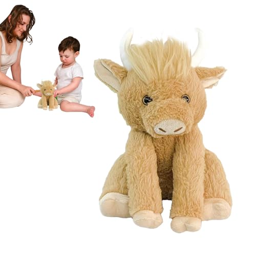 Ghjkldha Soft Highland Cow Stuffed Animal | Cute Scottish Plushie That Makes Sounds | 9.84 Inch Farm Cow with Moving Joints for Interactive Fun | Ideal Plush Decorative Pillow for Kids and Adults von Ghjkldha