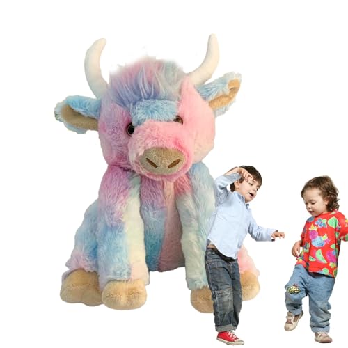 Ghjkldha Soft Highland Cow Stuffed Animal | Cute Scottish Plushie That Makes Sounds | 9.84 Inch Farm Cow with Moving Joints for Interactive Fun | Ideal Plush Decorative Pillow for Kids and Adults von Ghjkldha