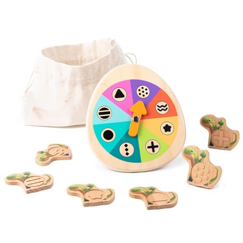 Ghjkldha Toddler Wooden Toys, Shape Matching Dinosaur Turntable Game, Fine Motor Skills Development, 7.76x5.71x1.65inches Hand-Eye Coordination Training, Fun Classroom Activity for Kids von Ghjkldha