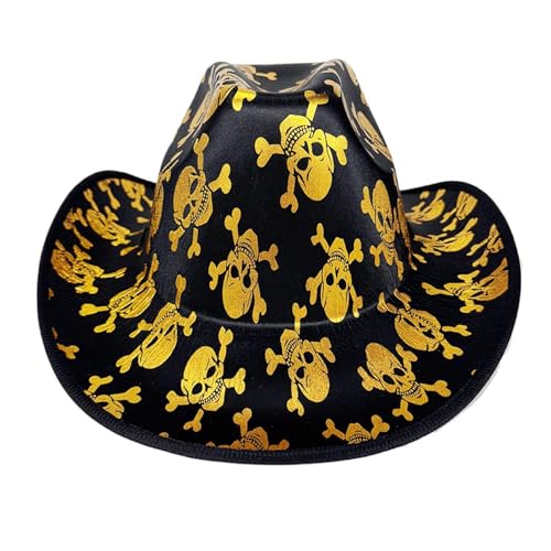 Ghjkldha Totenkopf Cowboyhut - Cowboy Sonnenhut Mit Totenkopf Motiv Und Kordel,Festliches Kopfaccessoire Für Halloween Mottopartys Maskenbälle Bühnenauftritte Familienfeiern Ghjkldha Totenkopf Cowboyhut - Cowboy Sonnenhut Mit Totenkopf Motiv Und Kordel,Festliches Kopfaccessoire Für Halloween Mottopartys Maskenbälle Bühnenauftritte Familienfeiern von Ghjkldha